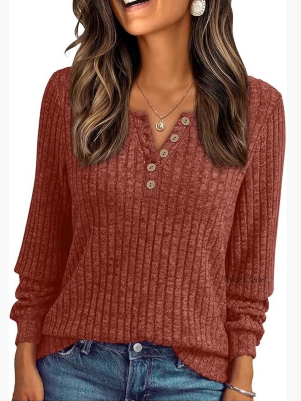 Womens Long Sleeve Henley Shirt Business Casual Tunic Sweater Lightweight Top